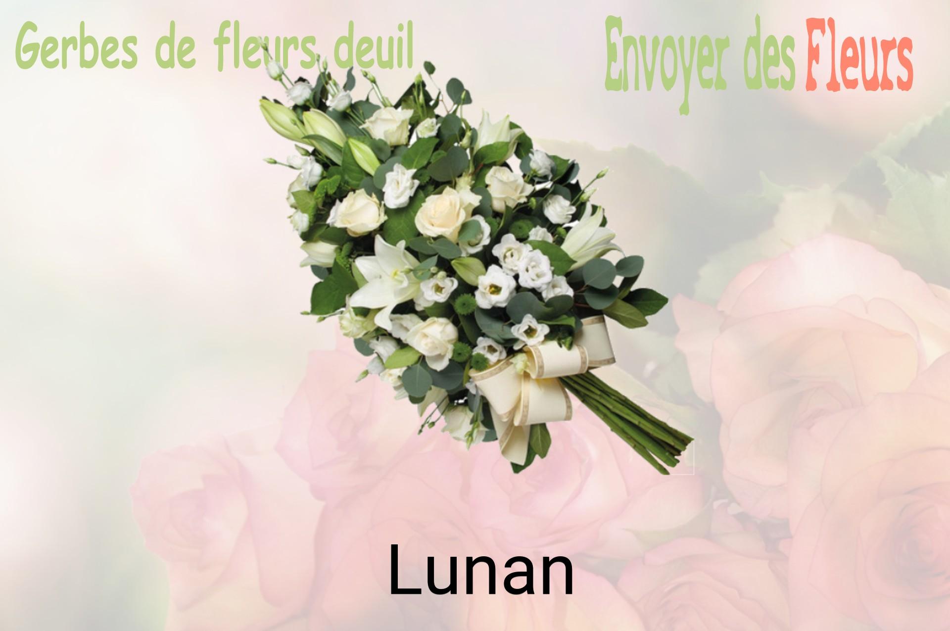 Gerbe de fleurs de deuil livrée à Lunan